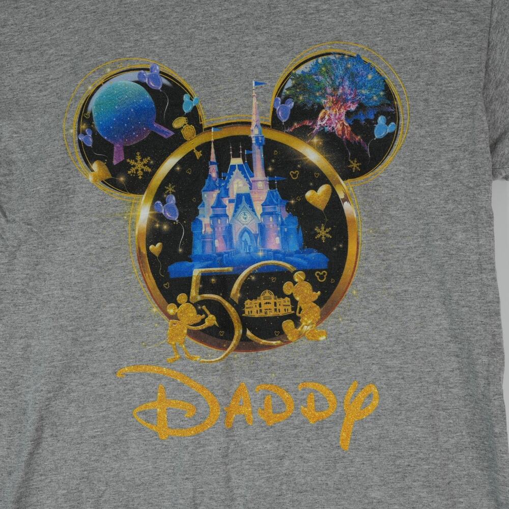 Walt Disney World 50th Anniversary T-Shirt Mens Medium Gray Daddy Fathers Day